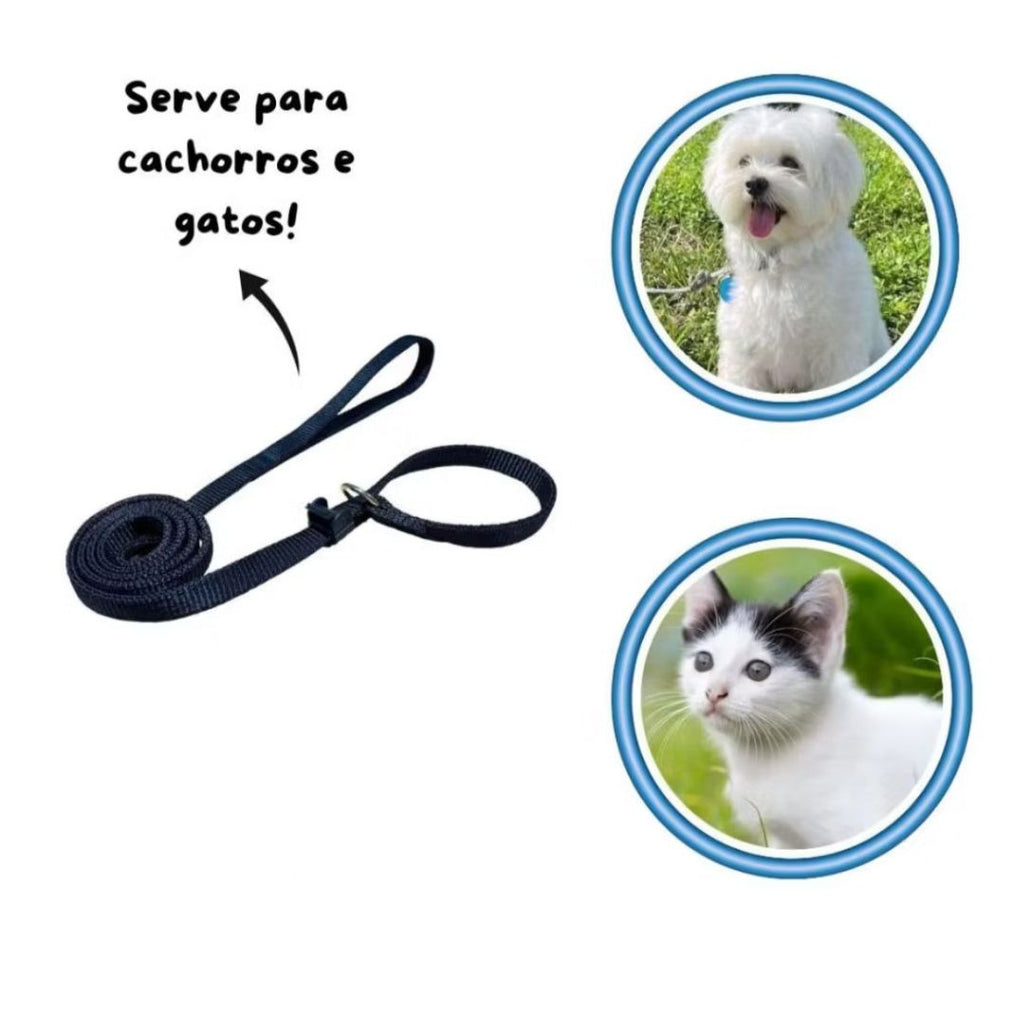 Coleira Guia regulável para cães e gatos