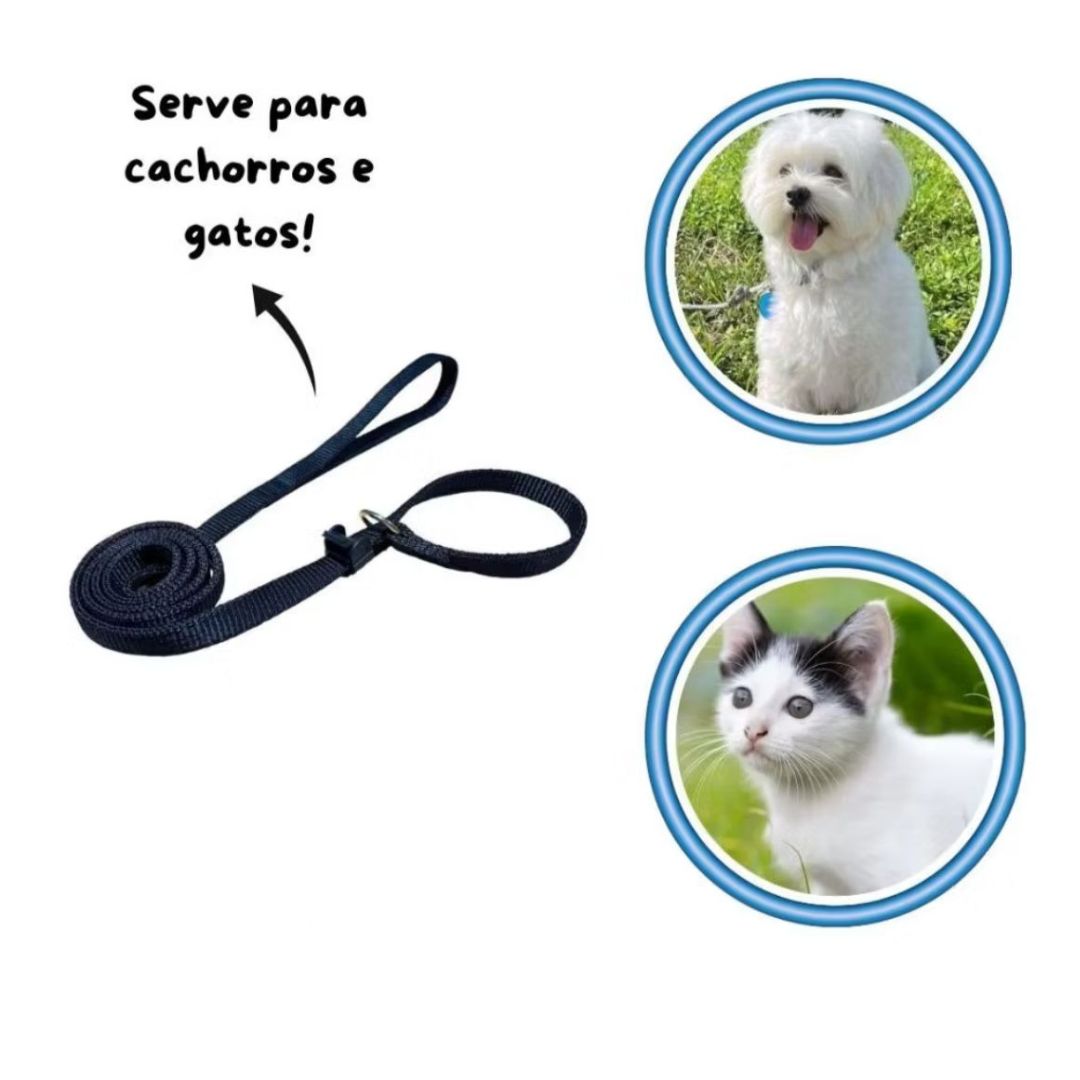 Coleira Guia regulável para cães e gatos