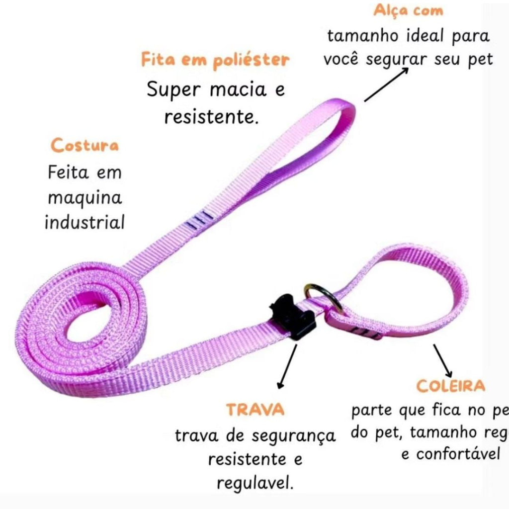 Coleira Guia regulável para cães e gatos