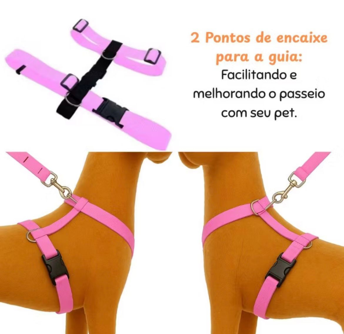 Coleira peitoral em H + Guia